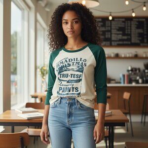 Vintage Green and Cream Long Sleeve Tee